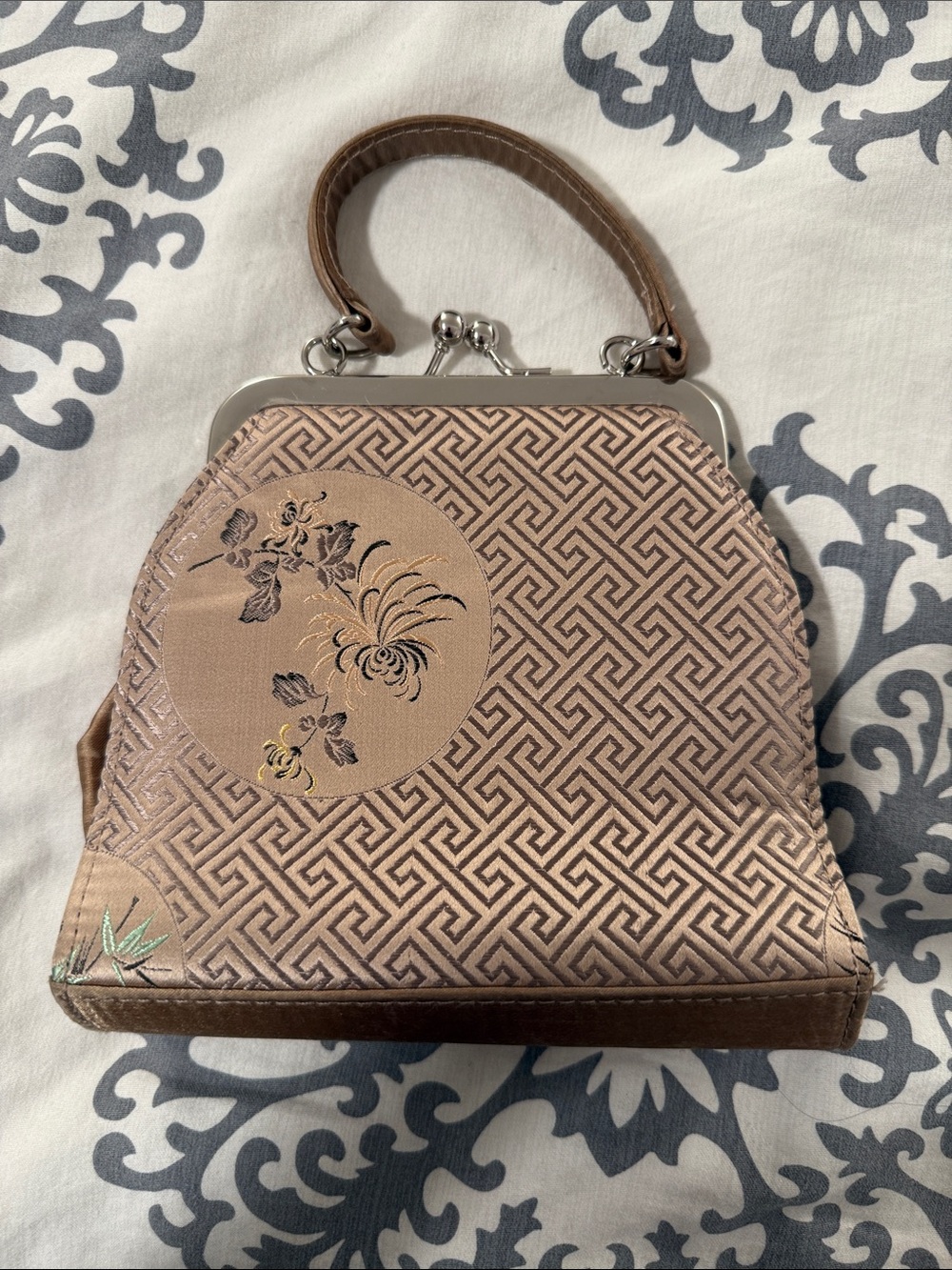 Vintage Geometric Embroidered Mini Evening Bag